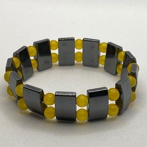 Hematite and Glass Bracelet